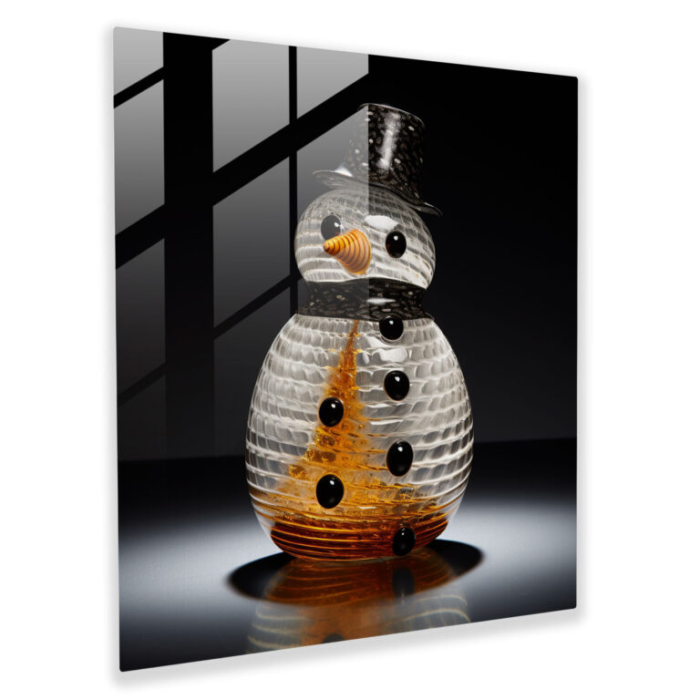 Snowman Glass Wall Art - Snowman, Glass Wall Art, Modern Art, Glass Art