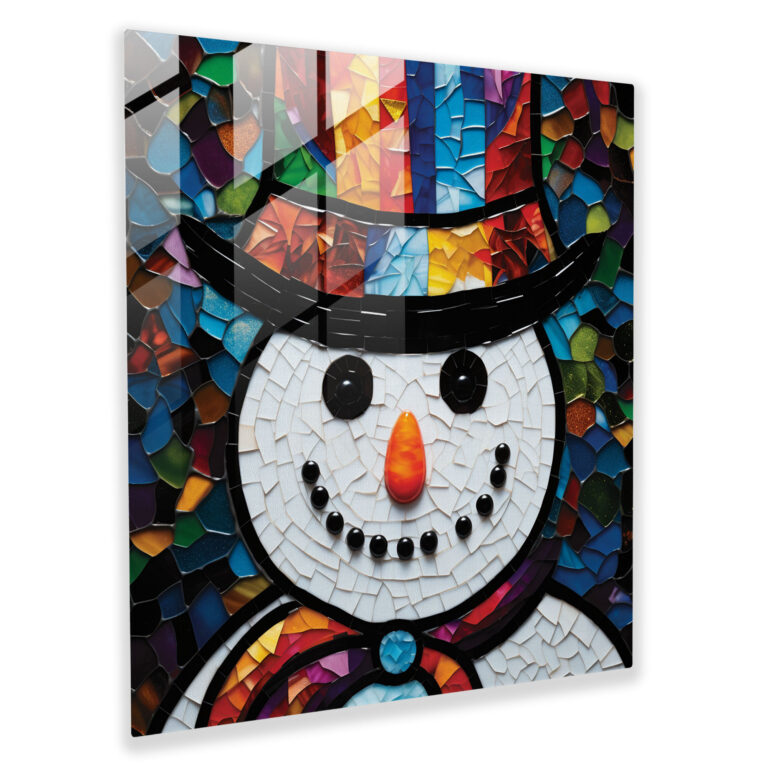 Snowman Glass Wall Art - Snowman, Contemporary Artwork, Modern Art, Glass Mosaic