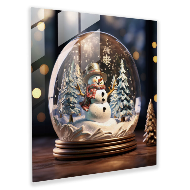 Serene Glass Print Snowman - Snowman, Glass Print, Peaceful, Modern Art