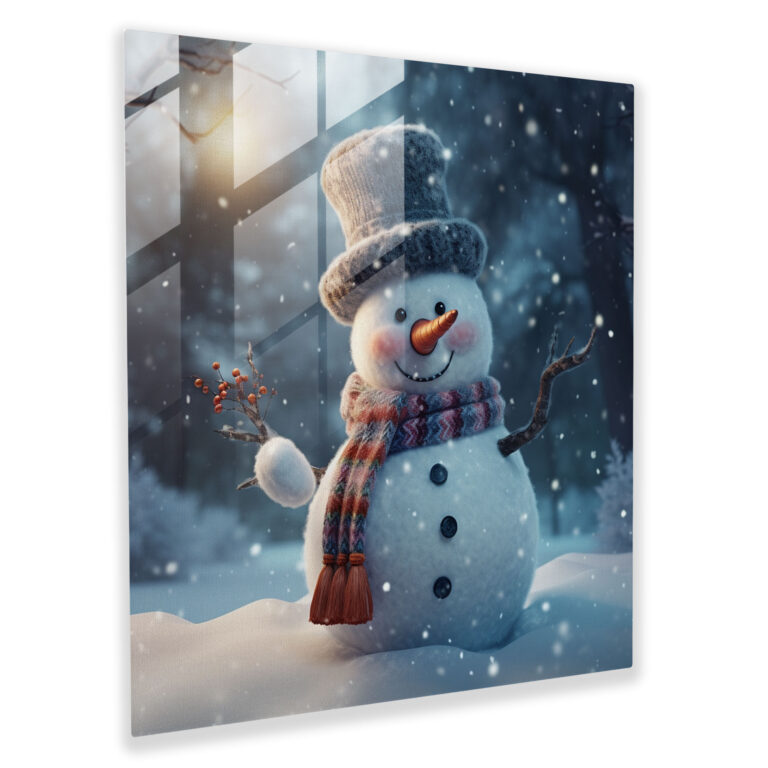 Delightful Glass Print Snowman - Snowman, Charming, Snowman, Glass Wall Art
