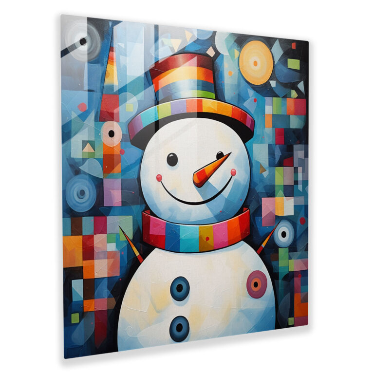 Snowman Glass Print - Snowman, Whimsical, Glass Print, Glass Art