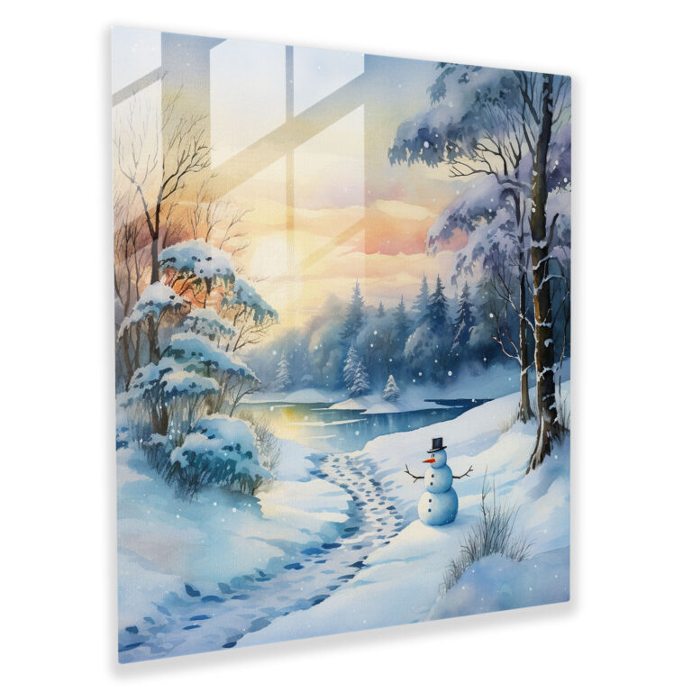 Snowman Glass Wall Art - Snowman, Modern Art, Glass Art, Snowman