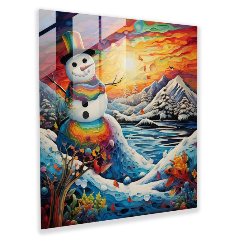 Melting Snowman Glass Print - Snowman, Glass Print, Mixed Media, Home Decoration