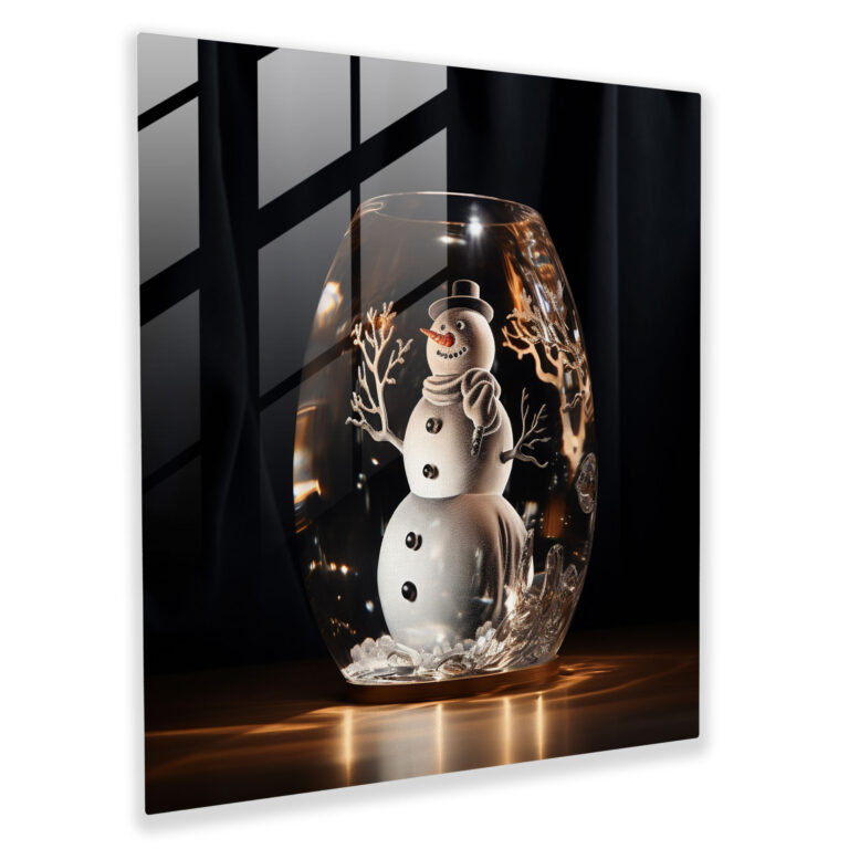 Glass Snowman Sculpture - Snowman, Refractions, Sophisticated, Transparent Glass