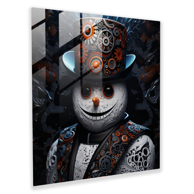 Digital Snowman Glass Print - Snowman, Snowman, Glass Art, Tradition