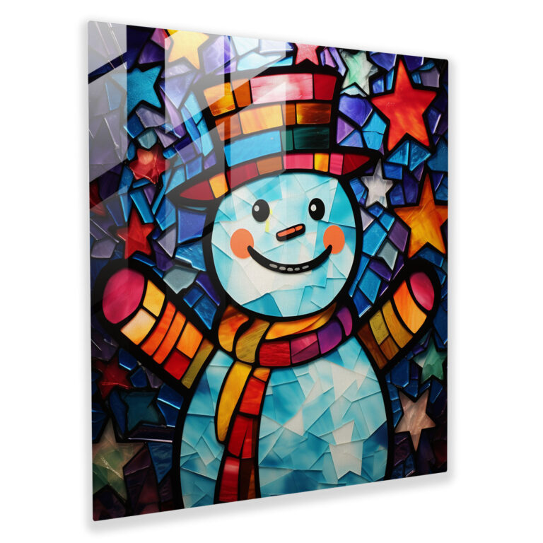 Whimsical Snowman Glass Print - Snowman, Glass Wall Art, Snowman, Modern Art