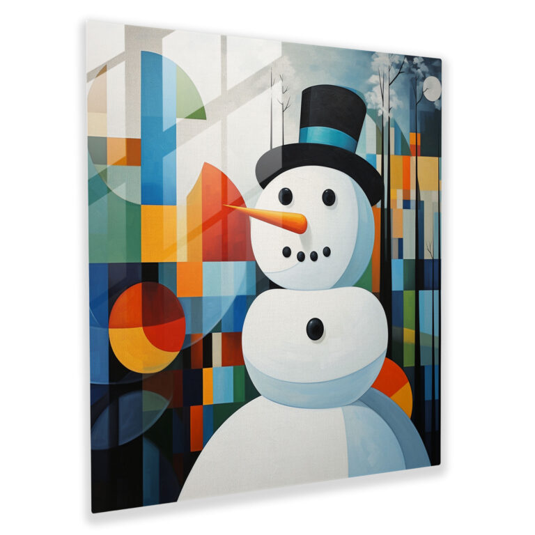 Harmonic Snowman Glass Print - Snowman, Abstract Art, Glass Print, Snowman