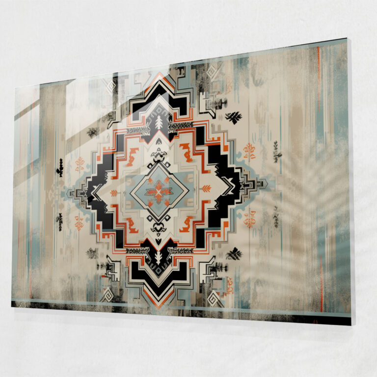 Contemporary Turkish Carpet Glass Print - Turkish Carpet, Wall Decoration, Home Decoration, Traditional Elements