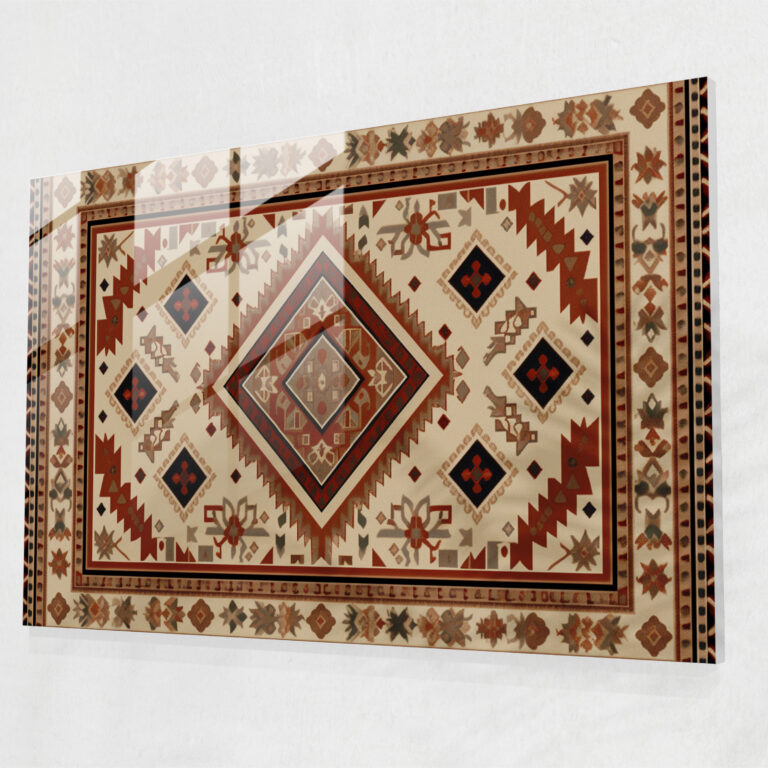 Earth Tone Turkish Carpet Glass Print - Turkish Carpet, Modern Art, Wall Decoration, Glass Print