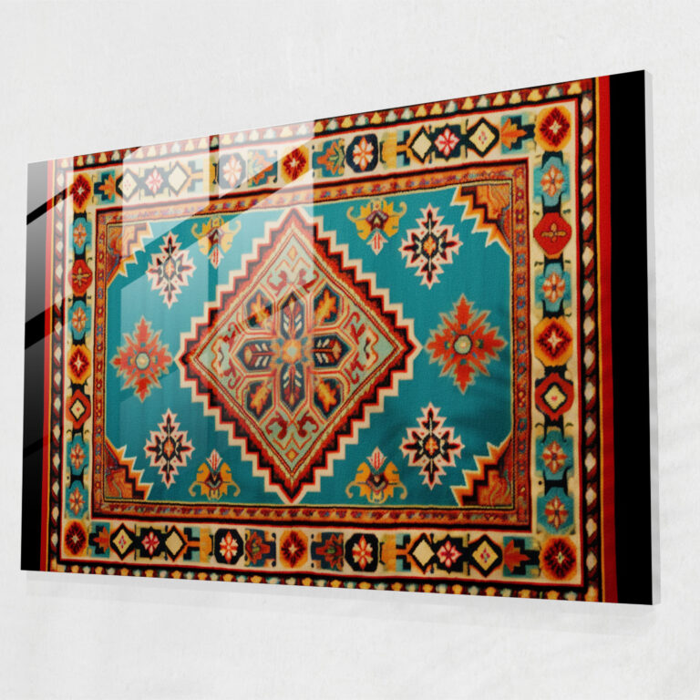 Turkish Carpet Pattern Glass Print - Turkish Carpet, Home Decoration, Turkish Carpet Pattern, Glass Wall Art