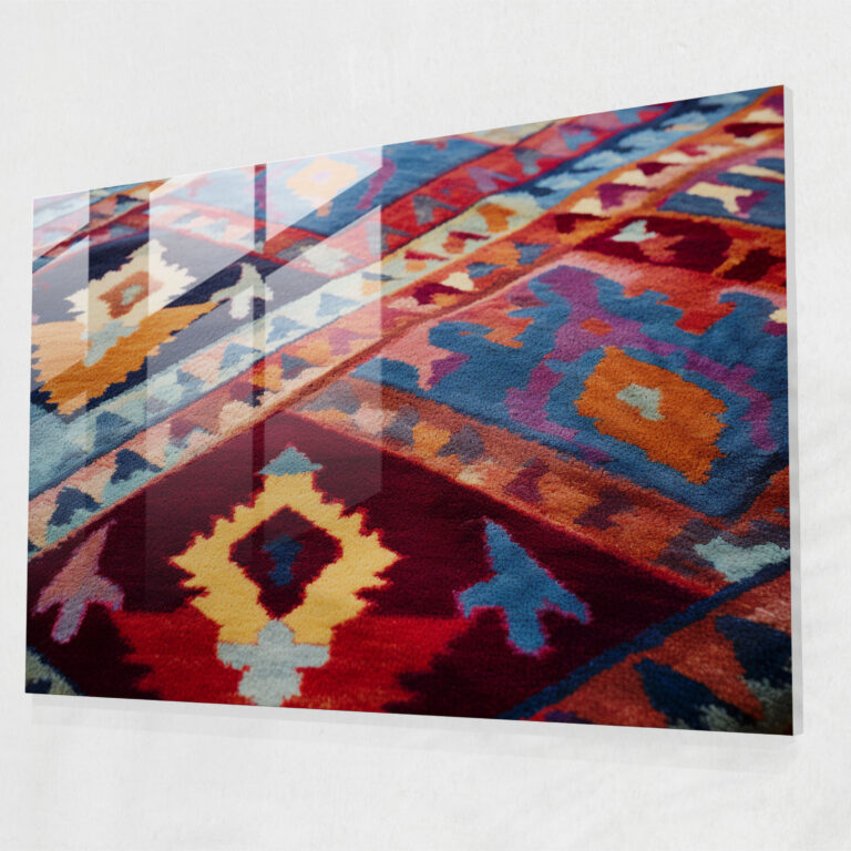 Contemporary Turkish Carpet Pattern Glass Print - Turkish Carpet, Modern Twist, Vibrant Colors, Turkish Carpet Pattern