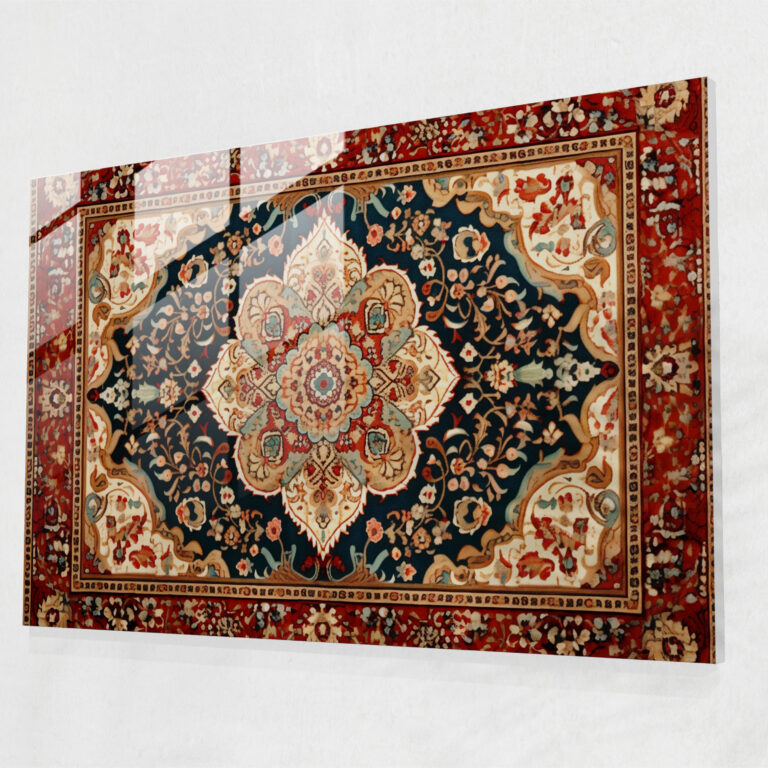 Opulent Turkish Carpet Pattern Glass Wall Art - Turkish Carpet, Rich Colors, Epitome Of Style, Wall Decoration