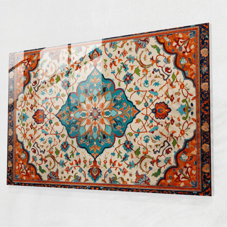 Turkish Carpet Pattern Glass Art - Turkish Carpet, Turkish Carpet Pattern, Glass Wall Art, Modern Art