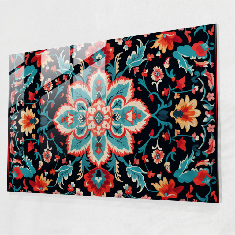 Contemporary Twist Turkish Carpet Glass Wall Art - Turkish Carpet, Glass Wall Art, Home Decoration, Sleek Design