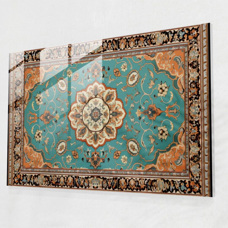 Contemporary Twist Turkish Carpet Glass Print - Turkish Carpet, Wall Decoration, Glass Art, Turkish Carpet Pattern