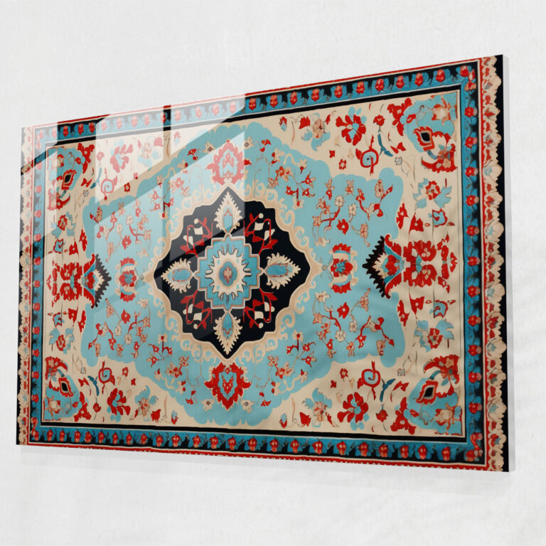 Elegant Turkish Carpet Glass Print - Turkish Carpet, Turkish Carpet Pattern, Wall Decoration, Home Decoration