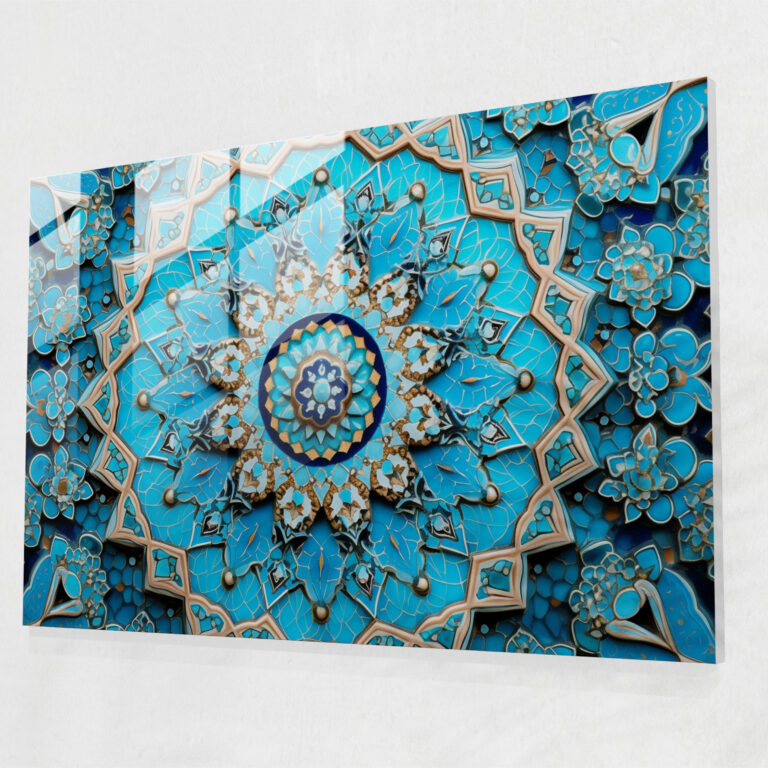 Turkish Arabesque Glass Print - Turkish Carpet, Glass Wall Art, Glass Print, Arabesque Patterns