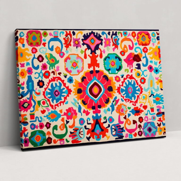 Playful Turkish Carpet Pattern Canvas Print - Turkish Carpet, Wall Decoration, Wall Art, Canvas Print