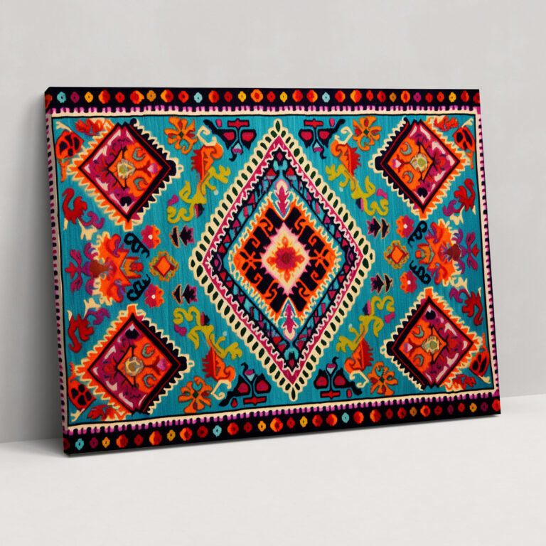 Turkish Carpet Pattern Symphony Canvas Print - Turkish Carpet, Geometric Precision, Canvas Wall Art, Home Decoration