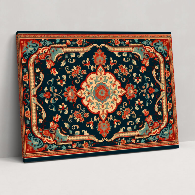Traditional Turkish Carpet Pattern Wall Decoration - Turkish Carpet, Wall Art, Canvas Print, Intricate Borders