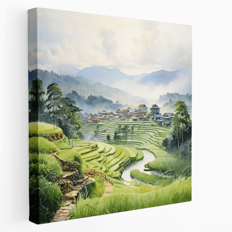 Rice Terraces Landscape Canvas Painting