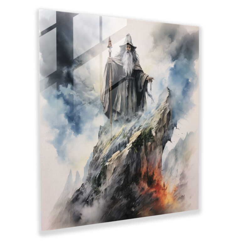 The Lord Of The Rings Glass Print - The Lord Of The Rings, Wisdom, Mountain Peak, Glass Art