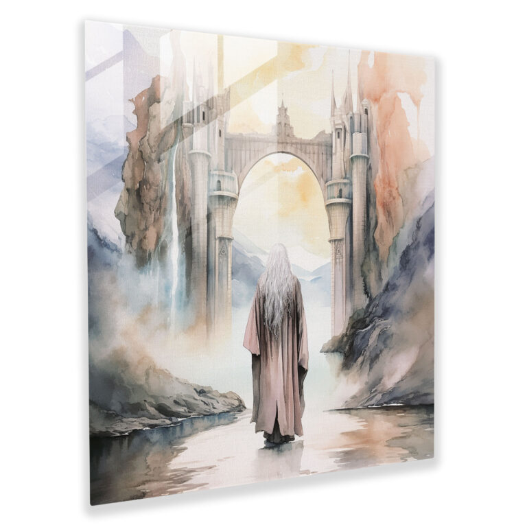 The Lord Of The Rings Glass Wall Art - Watercolor Illustration - The Lord Of The Rings, Glass Print, Watercolor Illustration, Minas Tirith