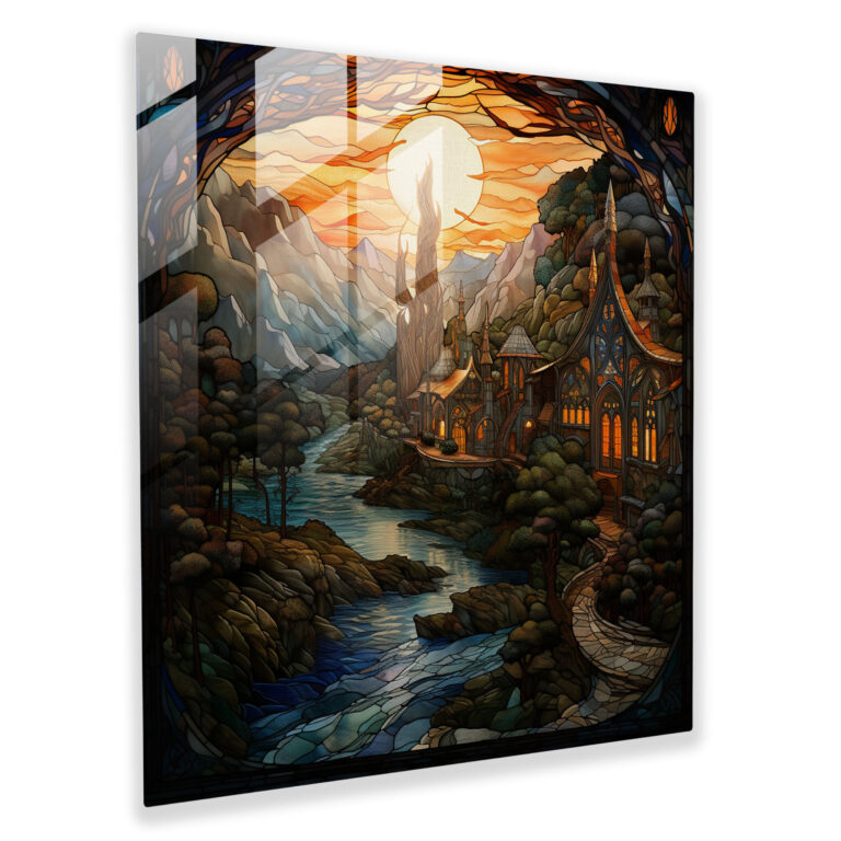 Lord Of The Rings Glass Print - Majestic Rivendell Mosaic - The Lord Of The Rings, Home Decoration, Glass Print, Lord Of The Rings