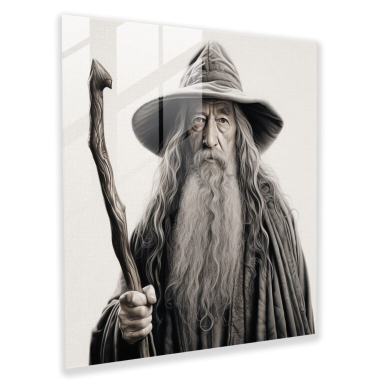 Lord Of The Rings Glass Print - Iconic Gandalf The Grey - The Lord Of The Rings, Modern Art, Gandalf The Grey, Glass Print