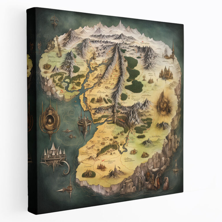 The Lord Of The Rings Wall Art - Middle-Earth Map Canvas Print - The Lord Of The Rings, Classic Illustrated Map, Wall Art, Home Decoration