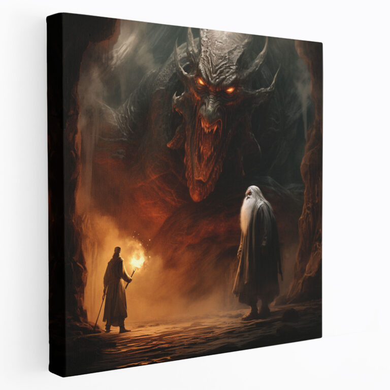 The Lord Of The Rings Canvas Print - Gandalf Vs The Balrog - The Lord Of The Rings, The Lord Of The Rings, Realistic Digital Painting, Wall Art