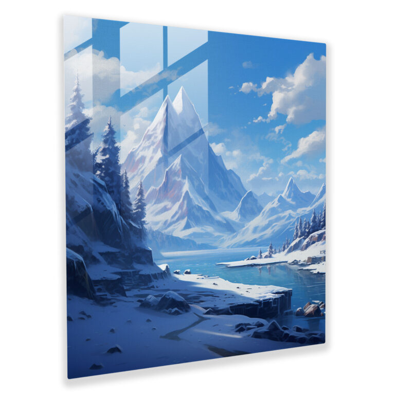 The Most Beautiful Landscapes Of The World - Snowy Winter Wonderland Glass Print - The Most Beautiful Landscapes Of The World, Home Decoration, Realistic Digital Illustration, Snowy Winter Wonderland
