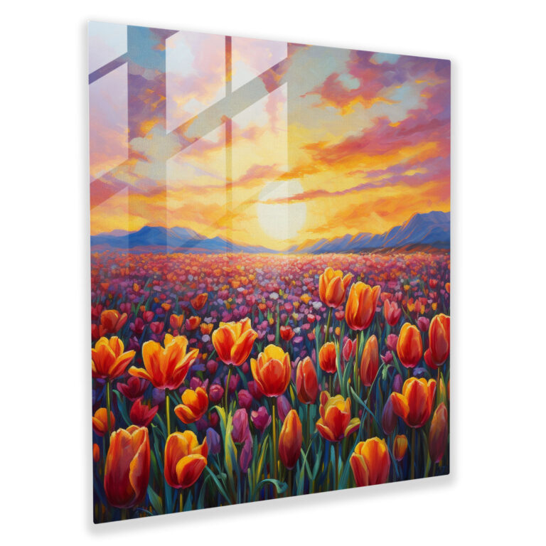 The Most Beautiful Landscapes Of The World - Tulip Field Glass Print - The Most Beautiful Landscapes Of The World, Glass Wall Art, Modern Art, The Most Beautiful Landscapes Of The World