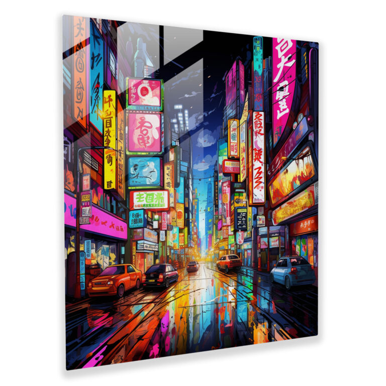 The Most Beautiful Landscapes Of The World - Neon Cityscape Glass Print - The Most Beautiful Landscapes Of The World, Cityscape, Energy, Wall Decoration
