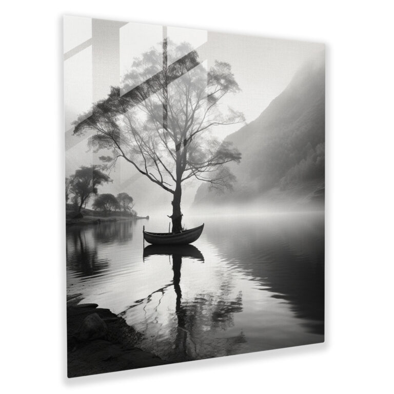 The Most Beautiful Landscapes Of The World - Classic Black And White Glass Print - The Most Beautiful Landscapes Of The World, Classic Black And White Photograph, Home Decoration, Misty Mountain Backdrop