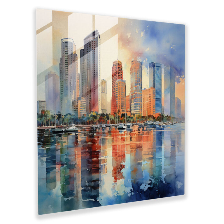 The Most Beautiful Landscapes Of The World - Contemporary Watercolor Glass Print - The Most Beautiful Landscapes Of The World, Glass Art, Modernity, Vibrant Cityscape