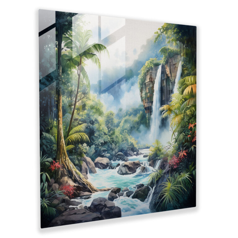 The Most Beautiful Landscapes Of The World - Tropical Rainforest Glass Print - The Most Beautiful Landscapes Of The World, Majestic Waterfall, Wall Decoration, Tropical Rainforest