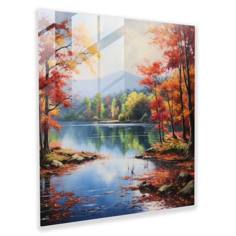 The Most Beautiful Landscapes Of The World - Autumn Lake Glass Print - The Most Beautiful Landscapes Of The World, Home Decoration, Colorful Autumn Trees, Wall Decoration