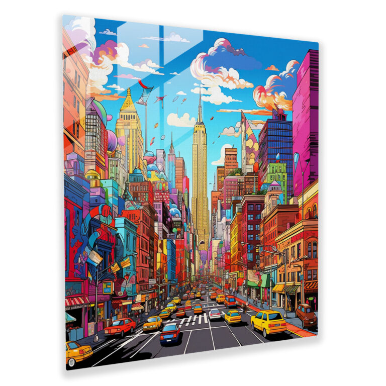The Most Beautiful Landscapes Of The World - Vibrant Cityscape Glass Print - The Most Beautiful Landscapes Of The World, Vibrant Colors, Cityscape, Pop Art Style Illustration