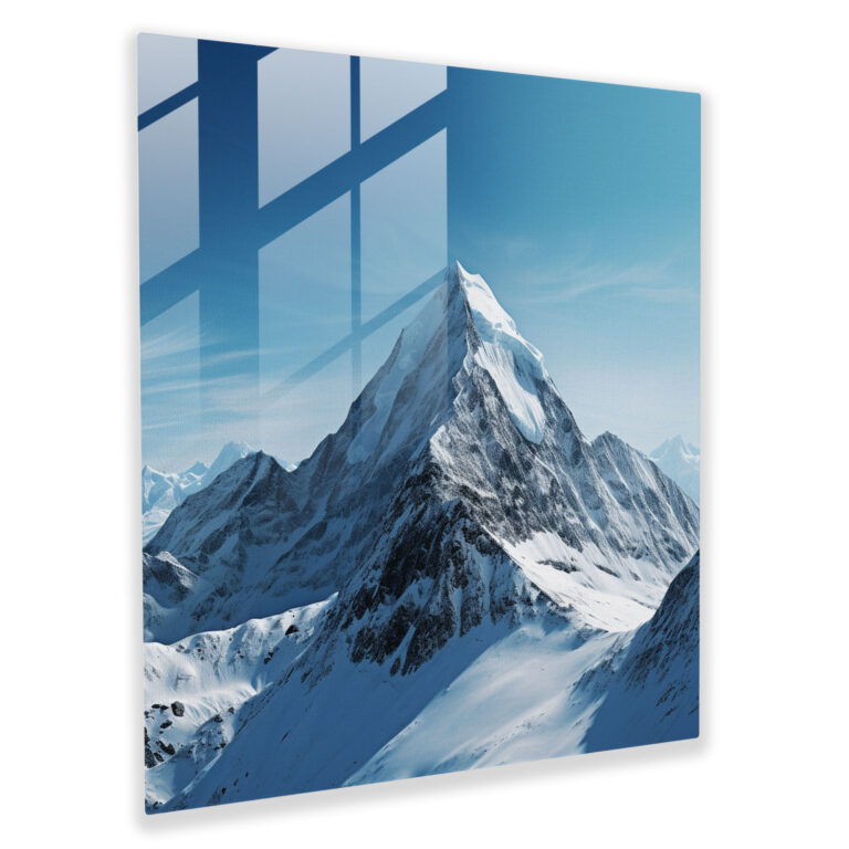The Most Beautiful Landscapes Of The World - Mountain Range Glass Print - The Most Beautiful Landscapes Of The World, Clear Blue Sky, Hyper-Realistic Photograph, Snow-Capped Mountain Range