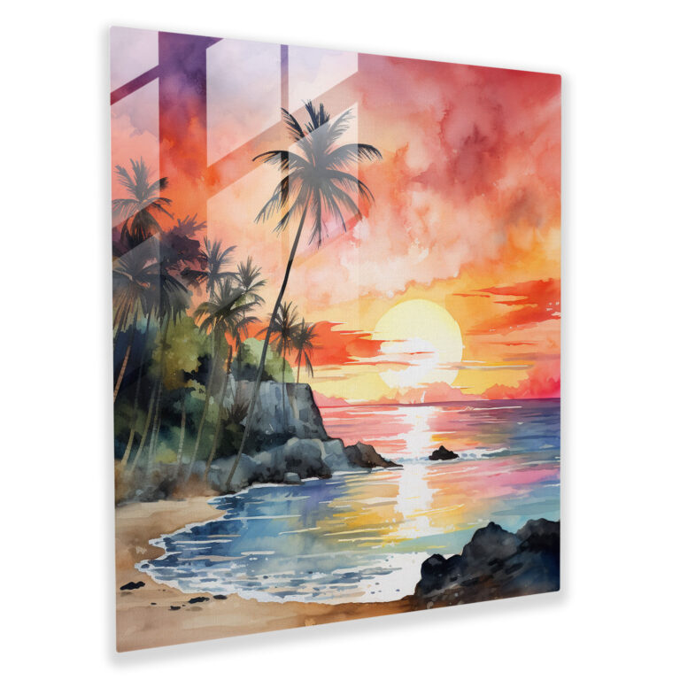The Most Beautiful Landscapes Of The World - Abstract Sunset Glass Print - The Most Beautiful Landscapes Of The World, Glass Art, Wall Decoration, Tropical Beach