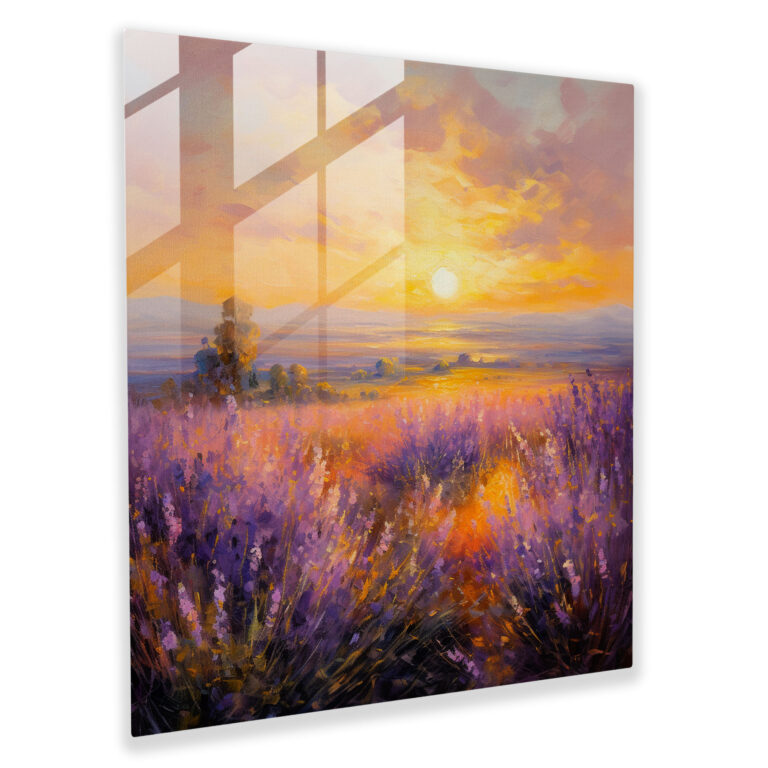 The Most Beautiful Landscapes Of The World - Lavender Field Glass Print - The Most Beautiful Landscapes Of The World, Romantic Atmosphere, Lavender Field, Glass Wall Art