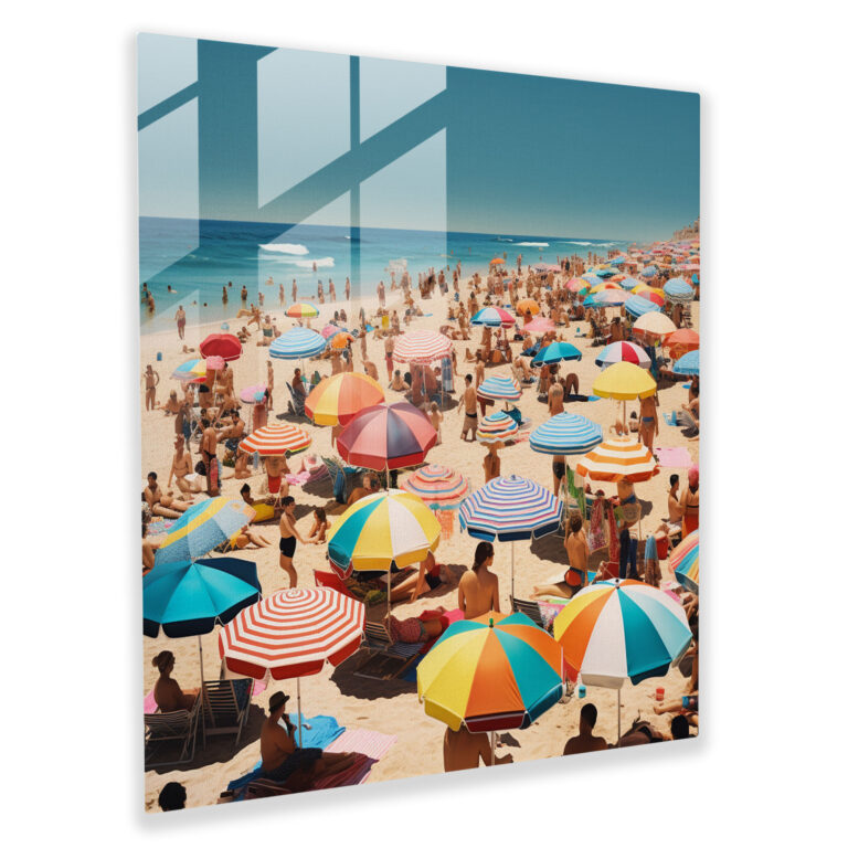 The Most Beautiful Landscapes Of The World - Colorful Beach Glass Print - The Most Beautiful Landscapes Of The World, Umbrellas, Glass Art, Sunbathers
