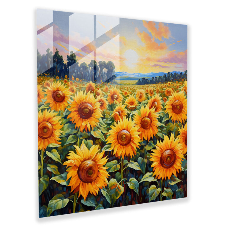 The Most Beautiful Landscapes Of The World - Sunflower Field Glass Print - The Most Beautiful Landscapes Of The World, Modern Art, Wall Decoration, Glass Art