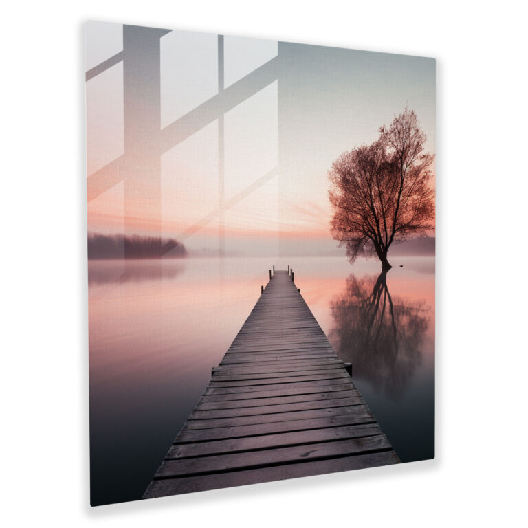 The Most Beautiful Landscapes Of The World - Serene Sunrise Glass Print - The Most Beautiful Landscapes Of The World, Glass Print, Wall Decoration, Calm Lake