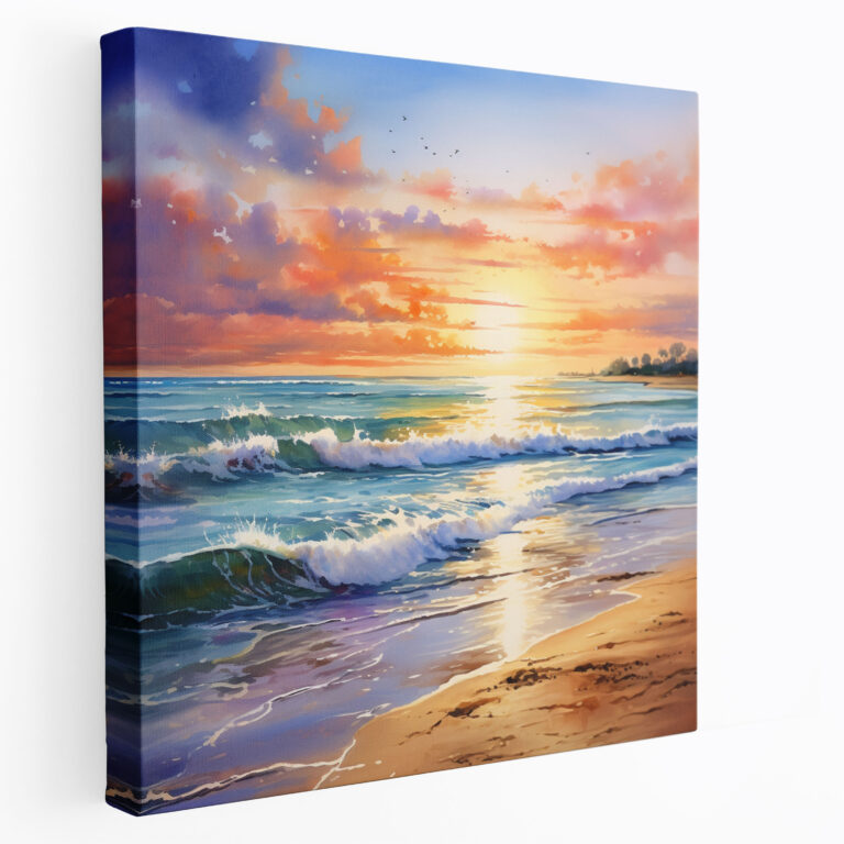 The Most Beautiful Landscapes Of The World - Serene Beach Sunset Canvas Print - The Most Beautiful Landscapes Of The World, Wall Art, Canvas, Wall Decoration