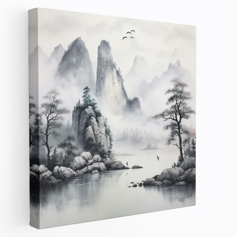 The Most Beautiful Landscapes Of The World - Mountain Landscape Canvas Print - The Most Beautiful Landscapes Of The World, Wall Art, Traditional Ink Painting, Canvas Wall Art