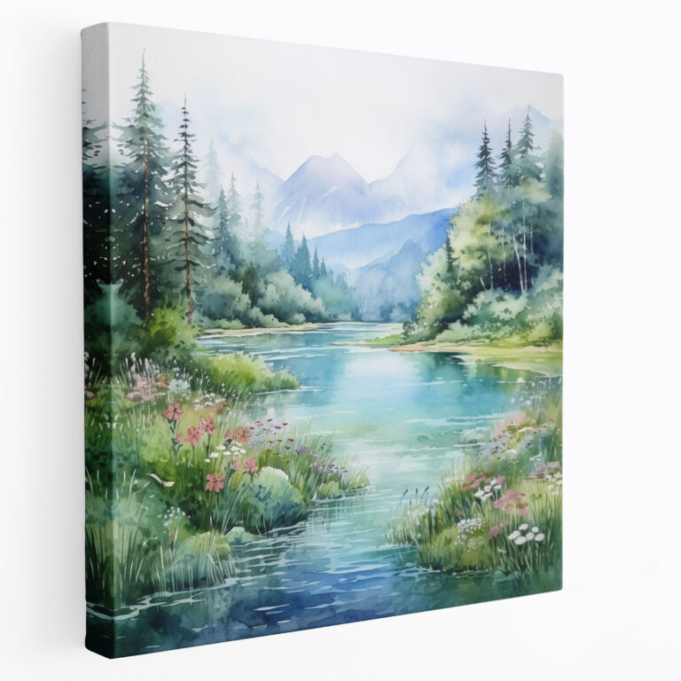 The Most Beautiful Landscapes Of The World - Serene Lake Canvas Print - The Most Beautiful Landscapes Of The World, The Most Beautiful Landscapes Of The World, Canvas Wall Art, Watercolor Painting
