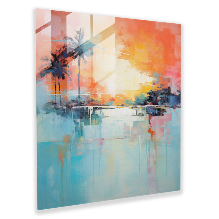 Tropical Sunset Glass Print - Tropical, Abstract Painting, Wall Decoration, Tropical