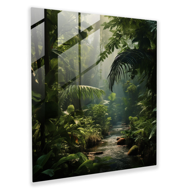 Serenity Of Nature Glass Print - Tropical, Nature, Tropical Forest, Glass Wall Art